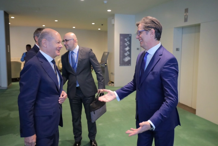 President Pendarovski meets German Chancellor Scholz in New York