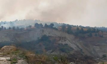 Томески: Пожарот кај Катланово делумно ставен под контрола, нема опасност за населбата и манастирот