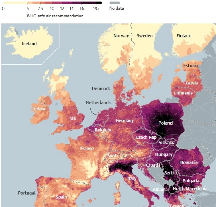 The Guardian: Almost everyone in Europe is breathing toxic air, worst hit country is North Macedonia