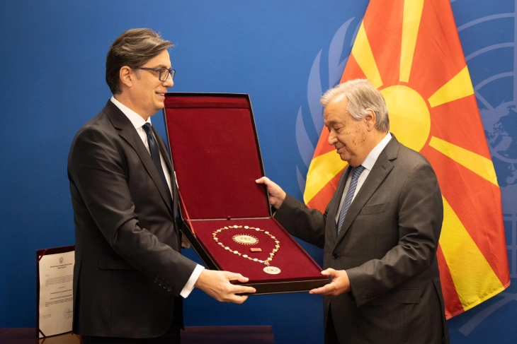 Pendarovski presents Order of the Republic of North Macedonia to the United Nations in New York