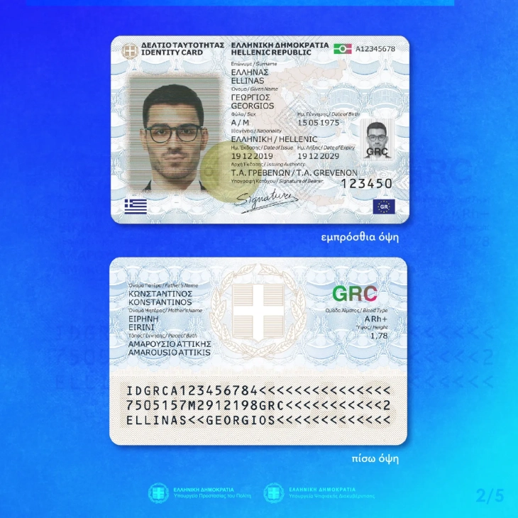 Во Грција започнува издавањето на новите биометриски лични карти