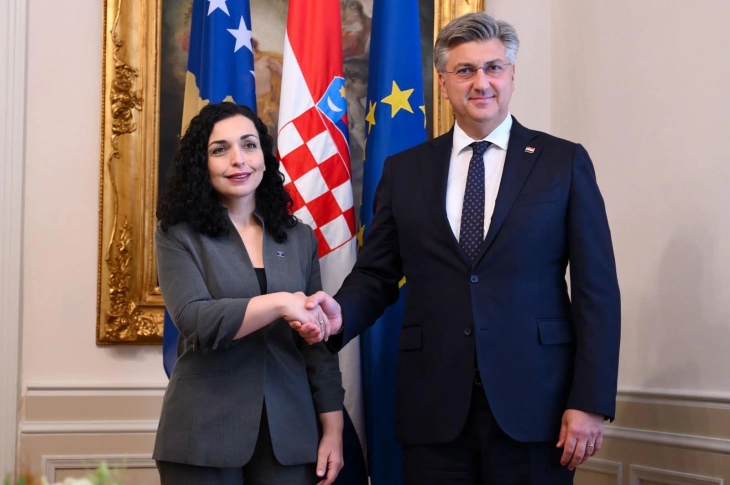 Presidentja e Kosovës, Vjosa Osmani u takua me kryeministrin e Kroacisë, Andrej Plenkoviq