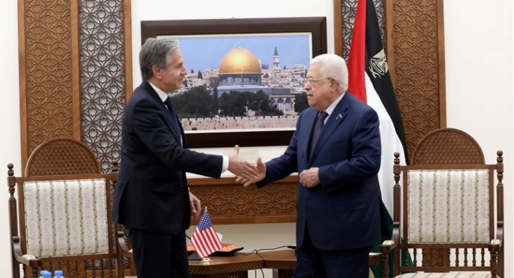 Abbas demands Gaza ceasefire on meeting Blinken in Ramallah