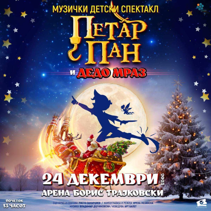 Пуштени во продажба билетите за детскиот музички спектакл „Петар Пан и Дедо Мраз“