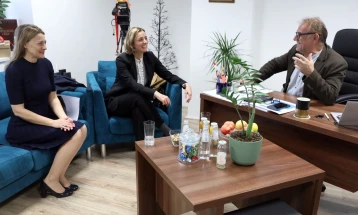 Deputy Head of Mission at Greek Embassy in Skopje, Head of Public Diplomacy Office meet with MIA director-general