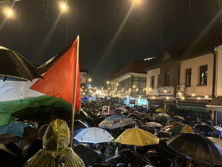 Протестен марш во Скопје за поддршка на палестинскиот народ во Газa