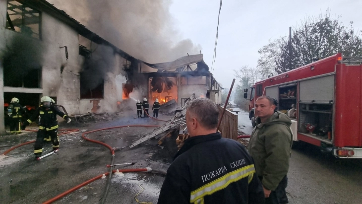 Toxic fumes warning after fire breaks out at warehouse near Tetovo