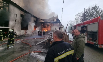 Toxic fumes warning after fire breaks out at warehouse near Tetovo