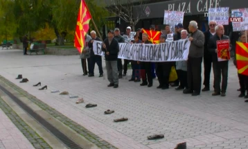 Светиниколските пензионери протестираа на плоштадот со старите чевли