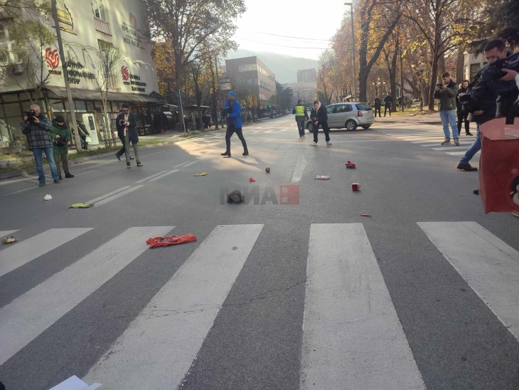 Младите од коалицијата Европски сојуз за промени на мирен протест пред Соравија