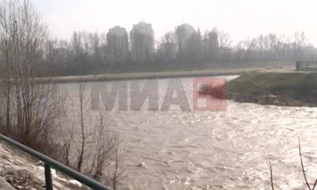 Niveli i ujit në lumin Vardar në të gjitha pikat matëse është më i lartë se mesatarja e dhjetorit