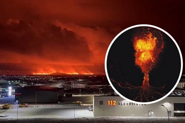 Вулканската лава уништи дестици згради во исландскиот град Гриндавик