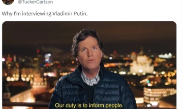 Американскиот новинар Такер Карлсон во Москва, вели направил интервју со Путин