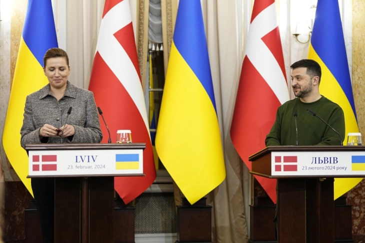 Зеленски - Фредериксен:  Данска одигра клучна улога во одлуката за испорака на борбени авиони Ф-16 на Украина