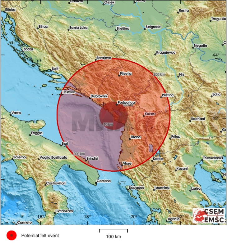 Pas tërmetit të fuqishëm në Mal të Zi janë regjistruar edhe 30 tërmete të njëpasnjëshme