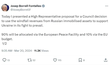 Borrell: Kam dorëzuar propozim deri te Këshilli i BE-së për shfrytëzimin e të ardhurave nga mjetet e bllokuara ruse
