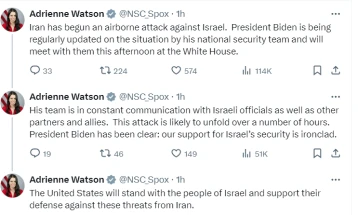 Këshilli për Siguri kombëtare i SHBA-së kumtoi se sulmi ndaj Izraelit do të zhvillohet gjatë disa orëve