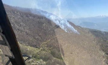Со исфрлени 20 тони вода од полицискиот хеликоптер, локализиран пожарот во атарот на Селце