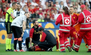 Roma's Ndicka collapses during game clutching chest, not in danger