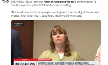 Хана Гутиерез-Рид која му даде наполнет пиштол на Болдвин осудена на максимални 18 месеци затвор