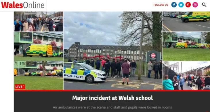 Tre persona janë plagosur në një sulm me thikë në një shkollë të mesme në Uells