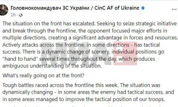 Komandanti i  armatës ukrainase thotë se gjendja e frontit 