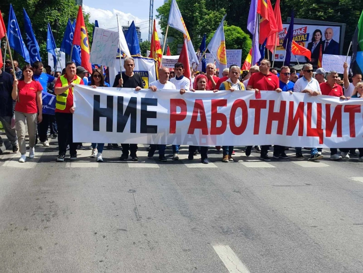 Меѓународниот ден на трудот одбележан со првомајски протест и барања упатени до новата влада