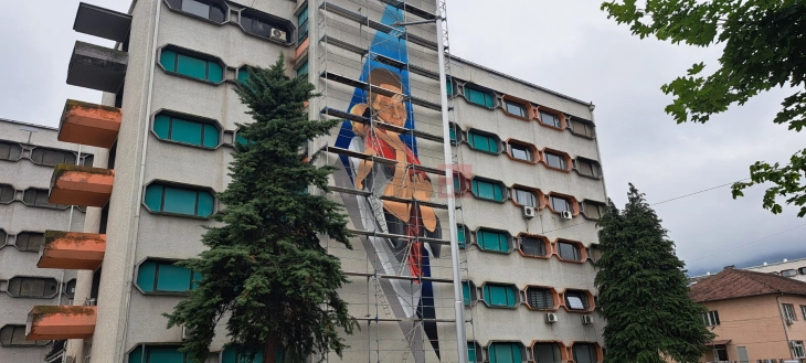 Ministri i Shëndetësisë Demiri promovoi muralin në Spitalin klinik në Tetovë