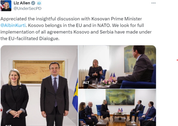 Alen në takim me Kurtin: Kosova i takon BE-së dhe NATO-s, të zbatohen marrëveshjet me Serbinë