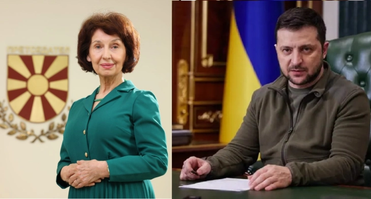 Bisedë me telefon mes presidentes Siljanovska - Davkova dhe presidentit ukrainas, Zelenski