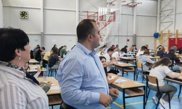 Education Minister Shaqiri visits high school graduates taking first external exam in Struga