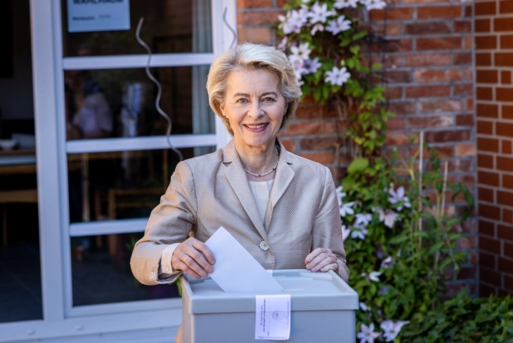 EU chief von der Leyen votes at home polling station near Hanover