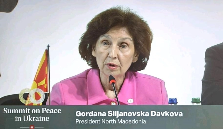Compromises with international law can compromise European and global peace, Siljanovska Davkova tells Ukraine peace summit