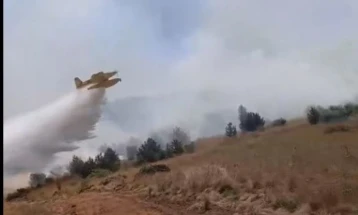 „Ер трактори“ почнаа да го гаснат големиот пожар на планината Огражден, на границата со Бугарија