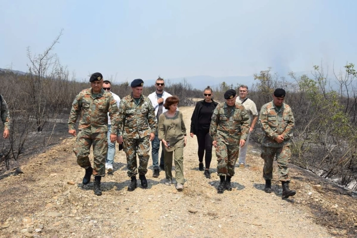 Кабинет на Сиљановска Давкова: Припадниците на АРМ остануваат на терен во борба со пожарите