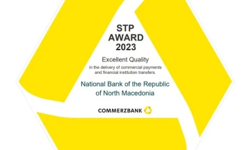 Народната банка по вторпат добитничка на наградата на „Комерцбанк“ за 2023 година, за квалитетно автоматизирано извршувањe на плаќањата