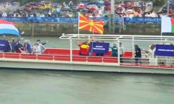 Macedonian flag flies on river Seine at Paris Olympics opening ceremony