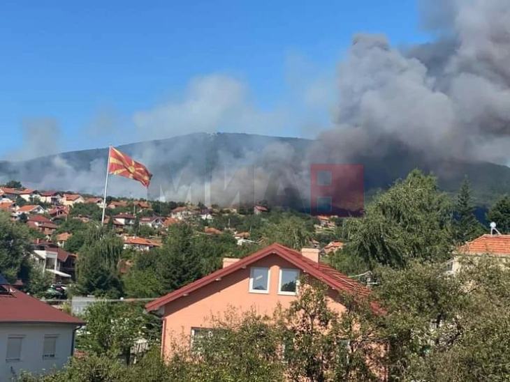 Пожарот над Пехчево се поблиску до првите куќите, градоначалникот Китански апелира населението да се вклучи во гаснењето