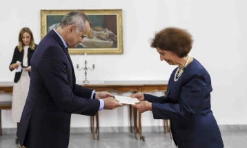 President Siljanovska Davkova receives credentials of new French Ambassador Le Rigoleur