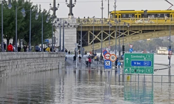 Дунав се излеа од коритото и почна да ги поплавува насипите во центарот на Будимпешта