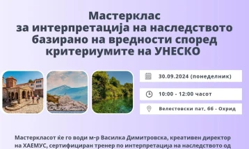 Во НП „Галичица“ во Охрид работилница за презентација на наследството базирано на вредности