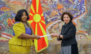 President Siljanovska Davkova receives credentials of new Ghanaian Ambassador Brese