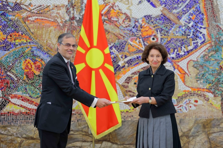 President Siljanovska Davkova receives credentials of new Portuguese Ambassador Caroço