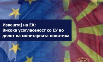 Народна банка: Според Извештајот на ЕК - висока усогласеност со ЕУ во делот на монетарната политика