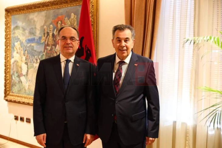 Takim lamtumirës i ambasadorit Markovski me presidentin e Shqipërisë, Begaj