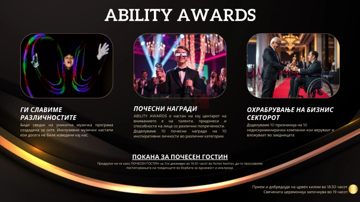 Доделување на наградите „Ability awards 2024“ во Скопје