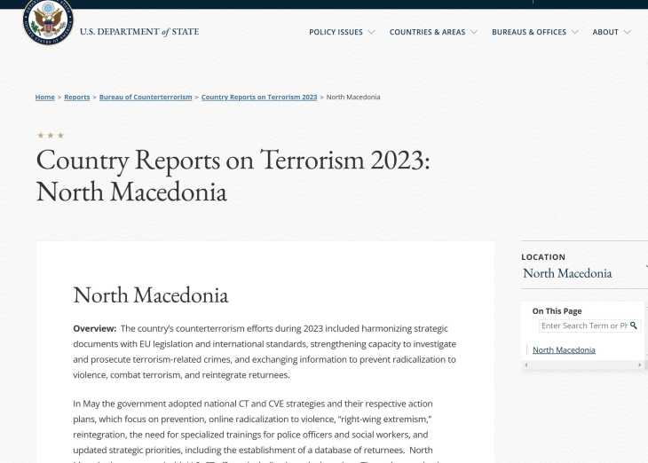 U.S. State Department releases country report on terrorism