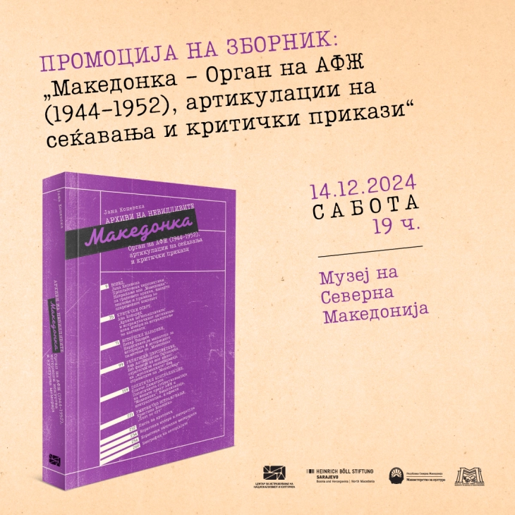 Архиви на невидливите 3.0 - промоција на зборник научни трудови и тркалезна маса по повод 80 години АФЖ во Македонија