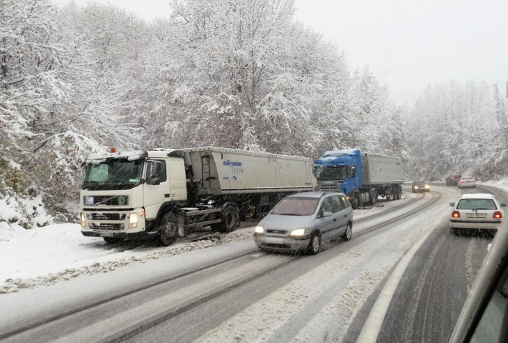 Wet and slushy roads, truck bans on several routes