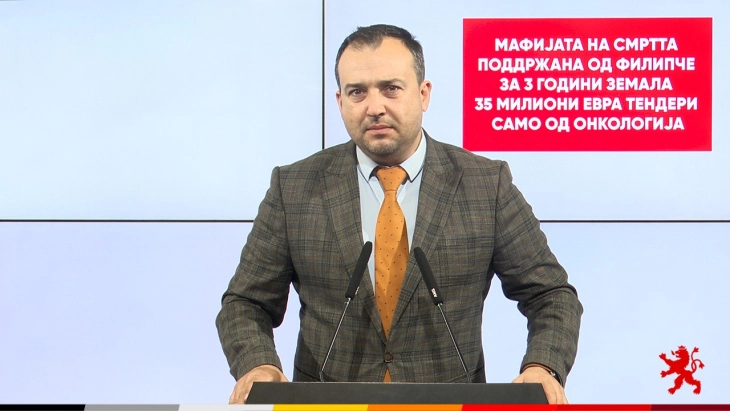 Лефков: Мафијата на смртта поддржана од Филипче за 3 години земала 35 милиони евра тендери само од Онкологија